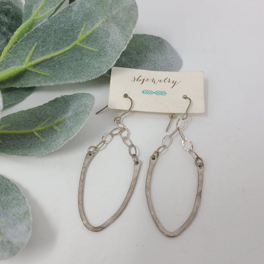 STERLING SILVER Large Hammered Dangle Drop Earrings‎
